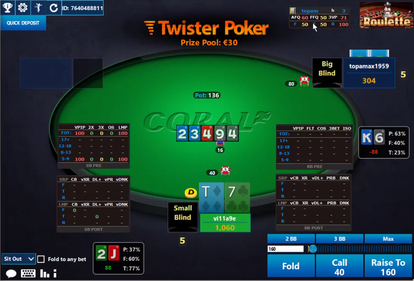 playing Twister Jackpot Sit ‘n’ Go Poker on iPoker